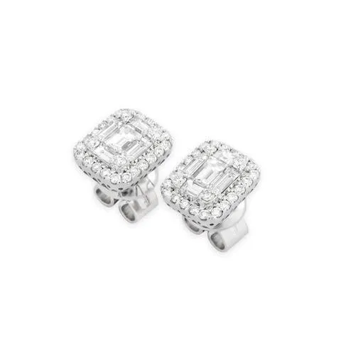 Ponte Vecchio Benvenuto 18ct White Gold 0.81ct Diamond Cluster Earrings