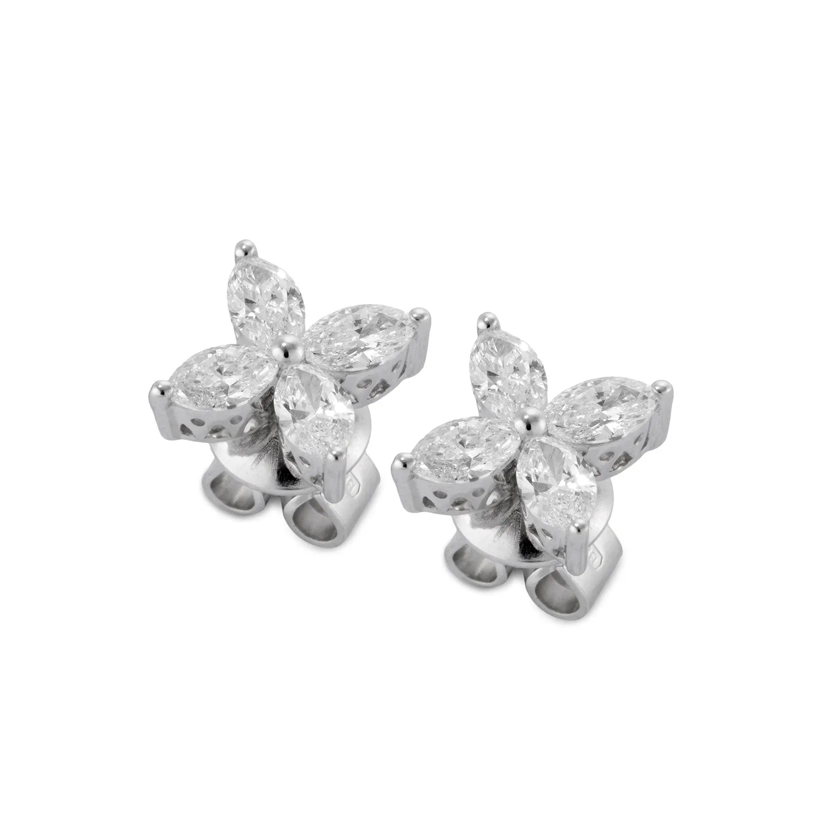 Ponte Vecchio Benvenuto 18ct White Gold 1.07ct Diamond Marquise Flower Earrings