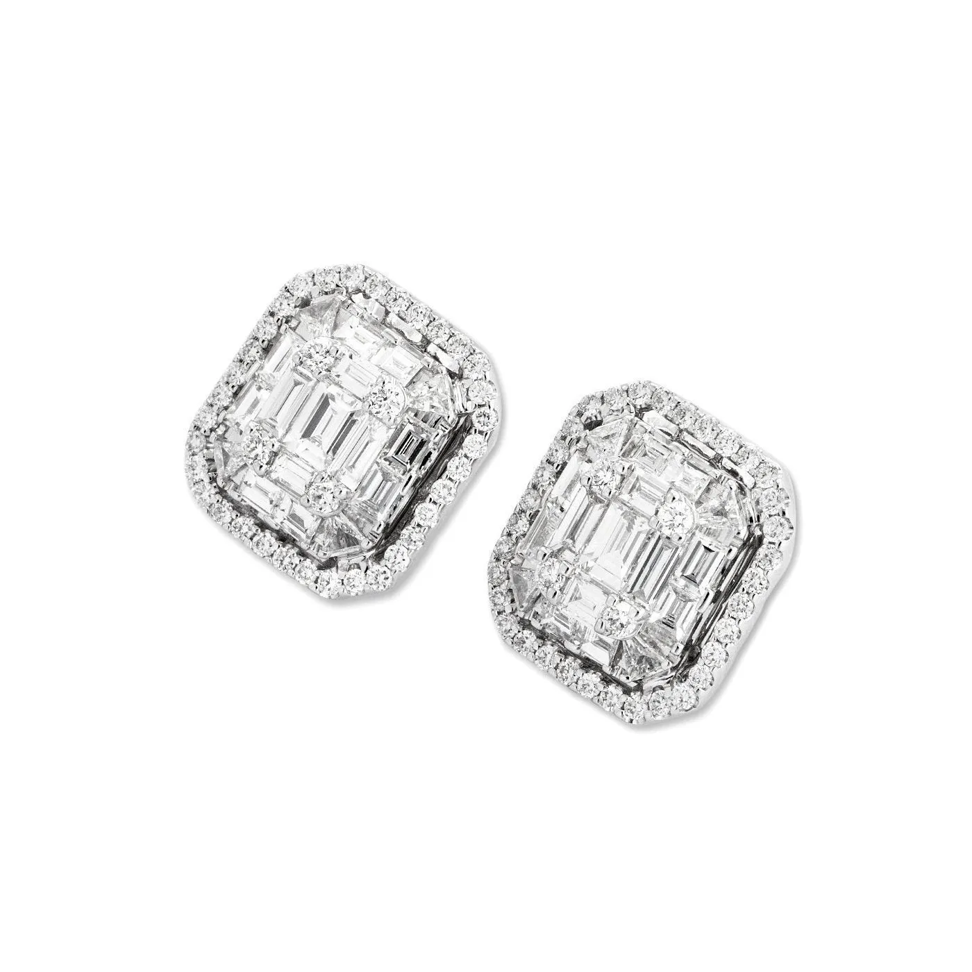 Ponte Vecchio Benvenuto 18ct White Gold 1.71ct Diamond Cluster Stud Earrings
