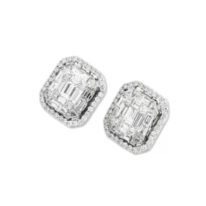Ponte Vecchio Benvenuto 18ct White Gold 1.71ct Diamond Cluster Stud Earrings