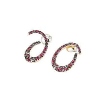 Ponte Vecchio Botticelli 18ct Rose Gold 0.80ct Ruby Diamond Swirl Earrings