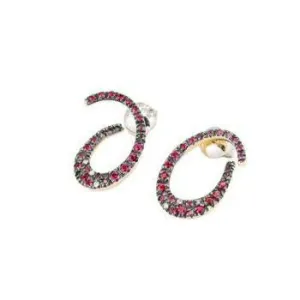Ponte Vecchio Botticelli 18ct Rose Gold 0.80ct Ruby Diamond Swirl Earrings