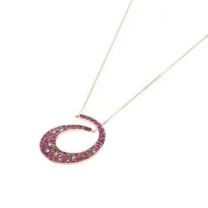 Ponte Vecchio Botticelli 18ct Rose Gold 1.18ct Ruby Diamond Swirl Necklace