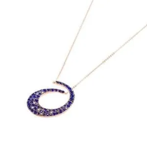 Ponte Vecchio Botticelli 18ct Rose Gold 1.29ct Sapphire Diamond Swirl Necklace