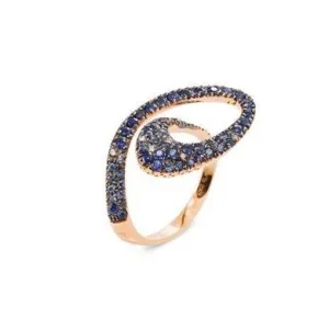 Ponte Vecchio Botticelli 18ct Rose Gold 1.39ct Sapphire Diamond Swirl Ring