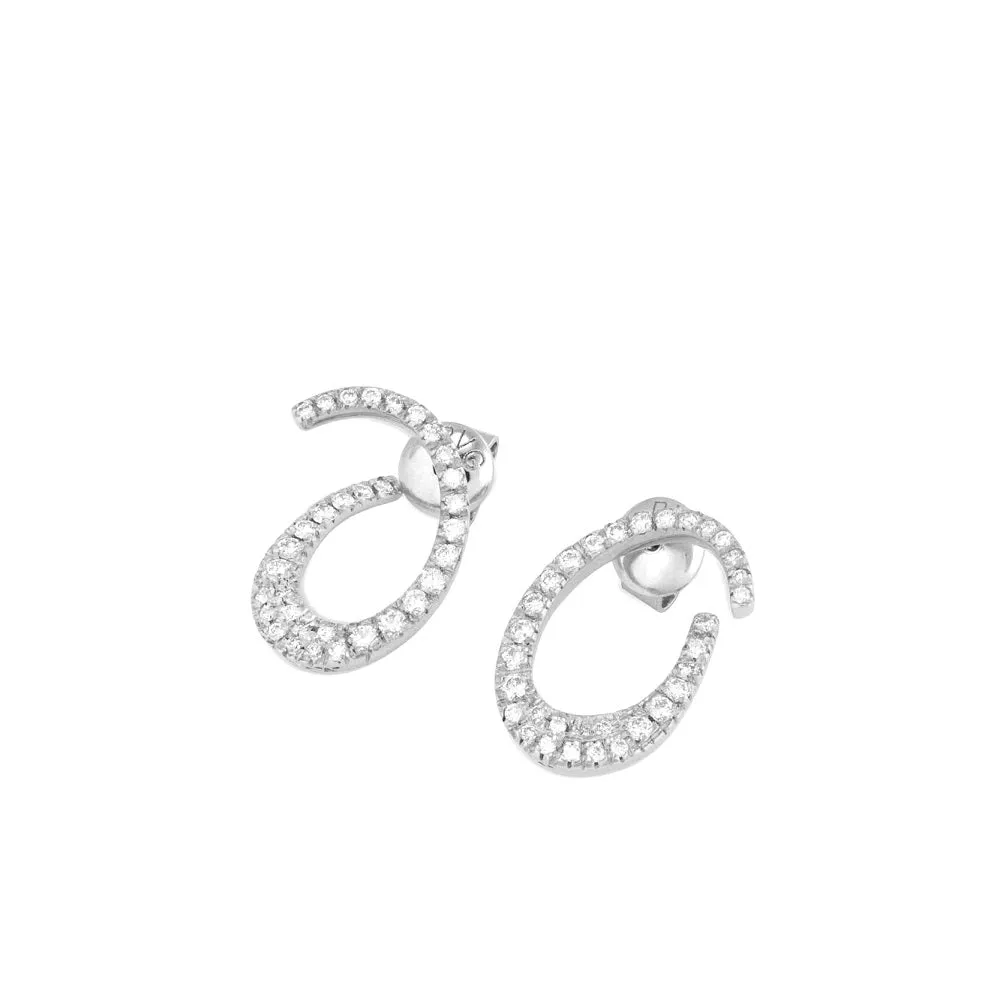 Ponte Vecchio Botticelli 18ct White Gold 0.69ct Diamond Swirl Stud Earrings D