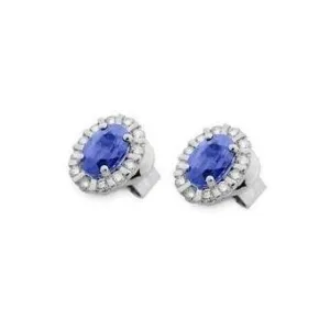 Ponte Vecchio Eternity 18ct White Gold 1.40ct Sapphire Diamond Cluster Earrings