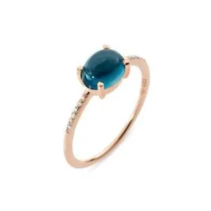 Ponte Vecchio Gioia 18ct Rose Gold 1.30ct London Topaz Diamond Oval Ring