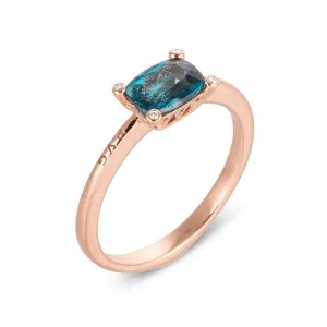 Ponte Vecchio Iris 18ct Rose Gold 1.00ct London Blue Topaz Diamond Ring