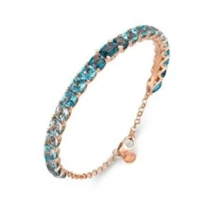 Ponte Vecchio Iris 18ct Rose Gold 16.00ct Blue Topaz Diamond Bracelet