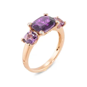 Ponte Vecchio Iris 18ct Rose Gold 3.66ct Amethyst Diamond Ring