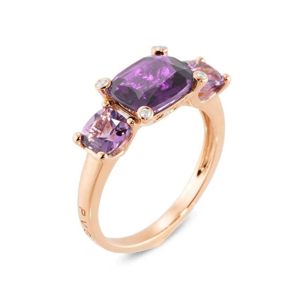 Ponte Vecchio Iris 18ct Rose Gold 3.66ct Amethyst Diamond Ring
