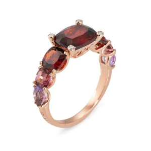 Ponte Vecchio Iris 18ct Rose Gold 4.80ct Garnet Tourmaline Amethyst Diamond Ring