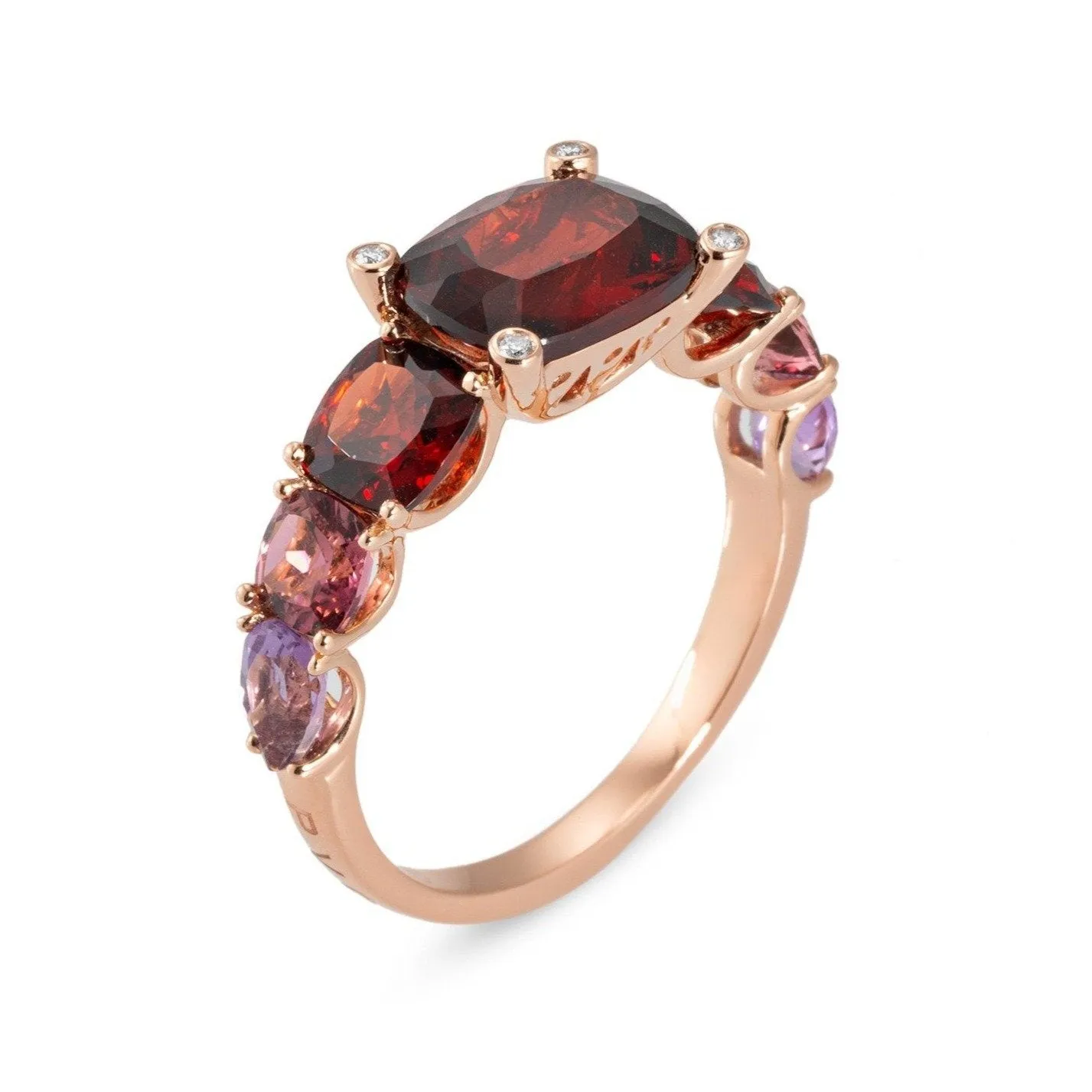 Ponte Vecchio Iris 18ct Rose Gold 4.80ct Garnet Tourmaline Amethyst Diamond Ring