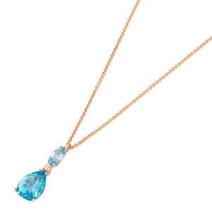 Ponte Vecchio Iris 18ct Rose Gold Blue Topaz Diamond Necklace
