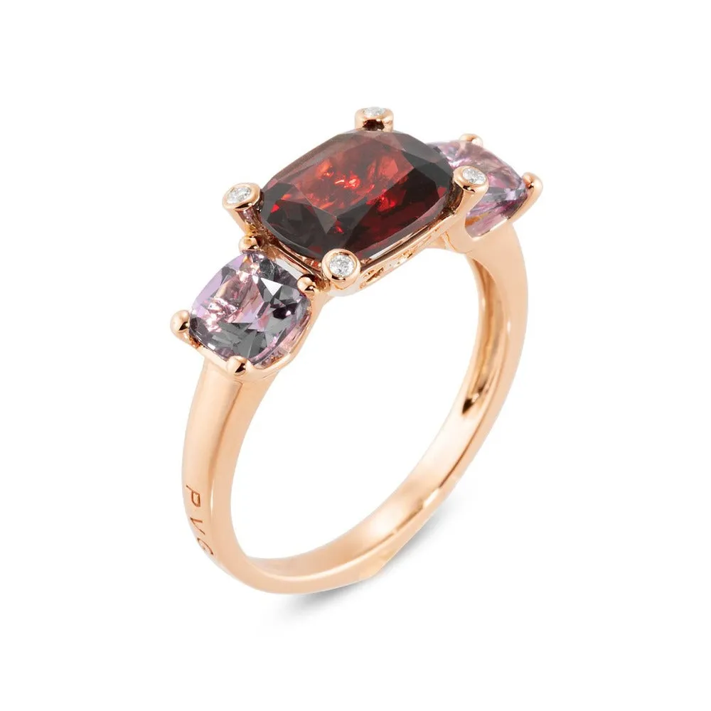 Ponte Vecchio Iris 18ct Rose Gold Garnet Amethyst Diamond Ring