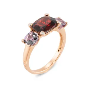 Ponte Vecchio Iris 18ct Rose Gold Garnet Amethyst Diamond Ring