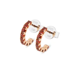 Ponte Vecchio Iris 18ct Rose Gold Garnet Hoop Earrings