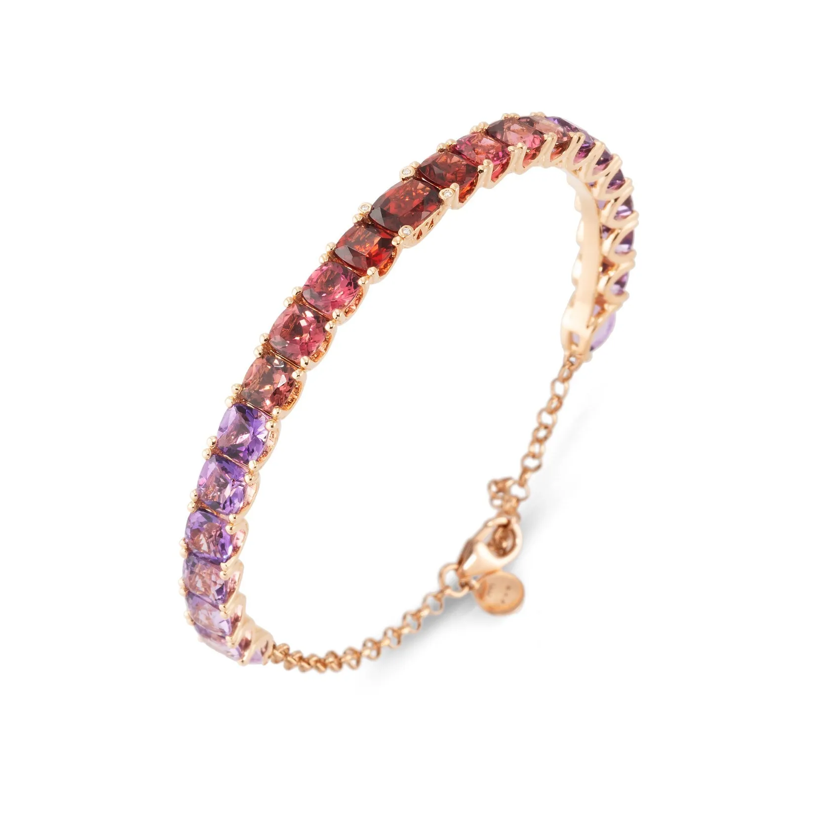 Ponte Vecchio Iris 18ct Rose Gold Garnet Tourmaline Amethyst Diamond Bracelet