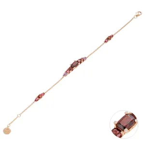 Ponte Vecchio Iris 18ct Rose Gold Garnet Tourmaline Diamond Chain Bracelet