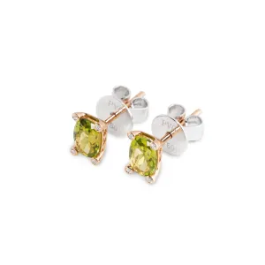 Ponte Vecchio Iris 18ct Rose Gold Peridot Diamond Stud Earrings