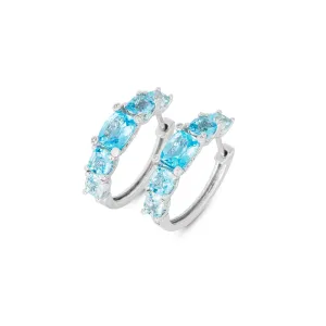 Ponte Vecchio Iris 18ct White Gold Blue Topaz Hoop Earrings