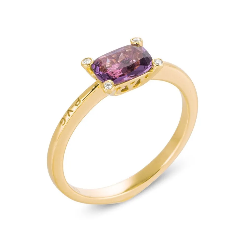 Ponte Vecchio Iris 18ct Yellow Gold 0.70ct Amethyst Diamond Ring