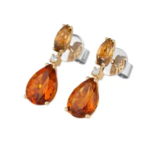 Ponte Vecchio Iris 18ct Yellow Gold 4.20ct Citrine Diamond Drop Earrings