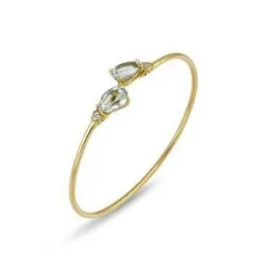 Ponte Vecchio Iside Flex 18ct Yellow Gold 3.00ct Aquamarine Diamond Bangle