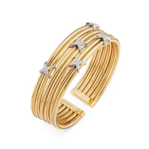 Ponte Vecchio Nobile 18ct Yellow Gold 0.37ct Diamond Crossover Bangle
