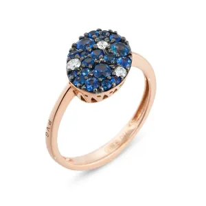 Ponte Vecchio Pitti 18ct Rose Gold 0.84ct Sapphire Diamond Oval Ring