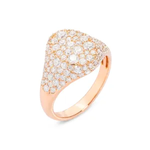 Ponte Vecchio Pitti 18ct Rose Gold 1.68ct Diamond Encrusted Signet Ring