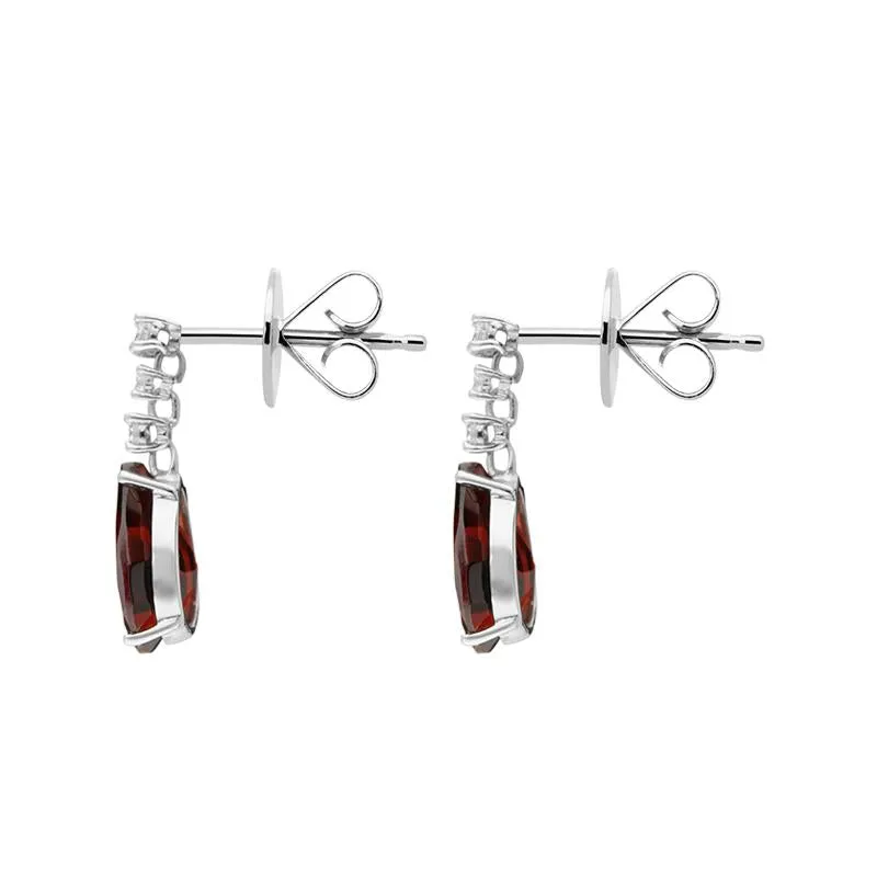 Ponte Vecchio Signoria 18ct White Gold 4.80ct Garnet Diamond Drop Earrings D