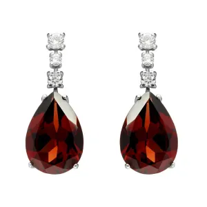 Ponte Vecchio Signoria 18ct White Gold 4.80ct Garnet Diamond Drop Earrings D