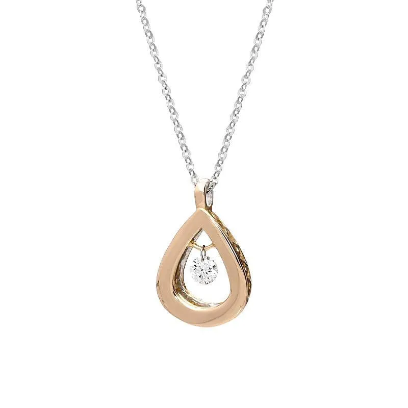 Ponte Vecchio Vega 18ct Rose Gold 0.09ct Diamond Pear Necklace