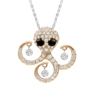 Ponte Vecchio Vega 18ct Rose Gold 0.50ct Diamond  Whitby Jet Octopus Necklace D