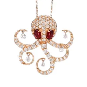 Ponte Vecchio Vega 18ct Rose Gold 1.59ct Diamond 2.00ct Garnet Octopus Necklace