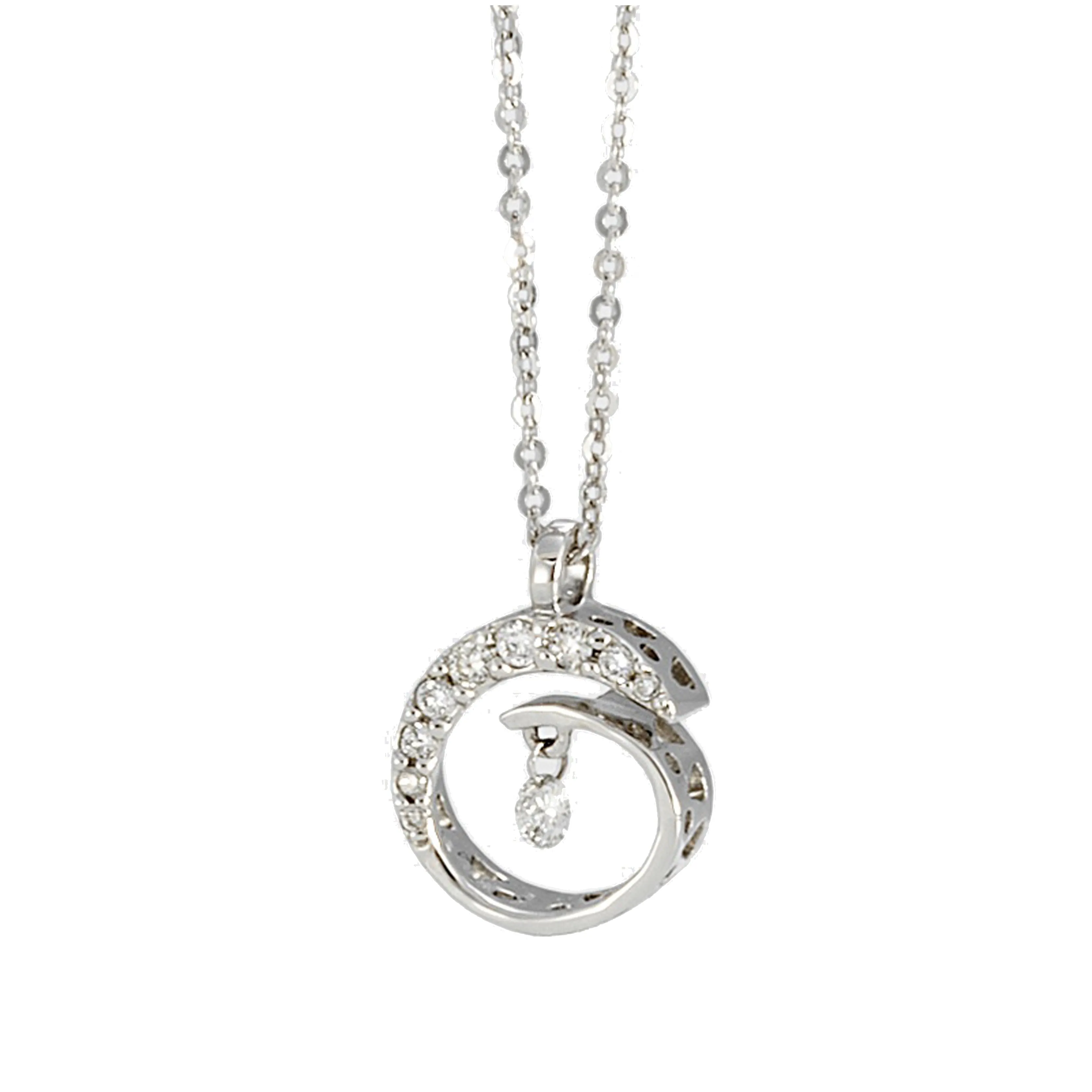 Ponte Vecchio Vega 18ct White Gold 0.13ct Diamond Spiral Necklace