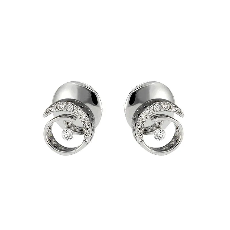 Ponte Vecchio Vega 18ct White Gold 0.29ct Diamond Swirl Earrings