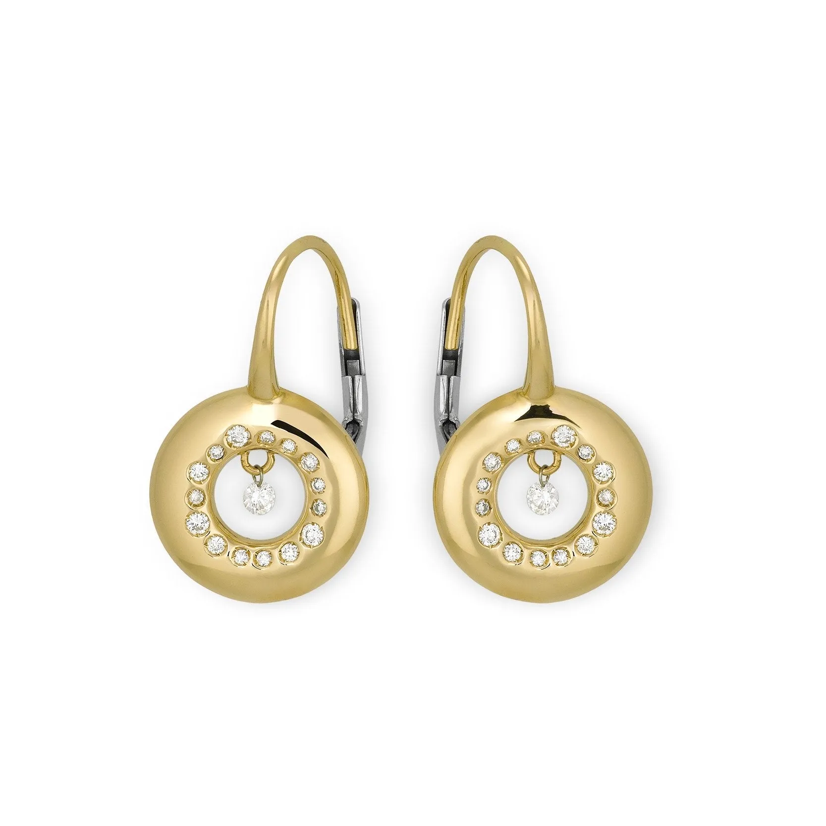 Ponte Vecchio Vega 18ct Yellow Gold 0.36ct Diamond Open Circle Drop Earrings