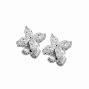 Ponte Vecchio Benvenuto 18ct White Gold 1.07ct Diamond Marquise Flower Earrings