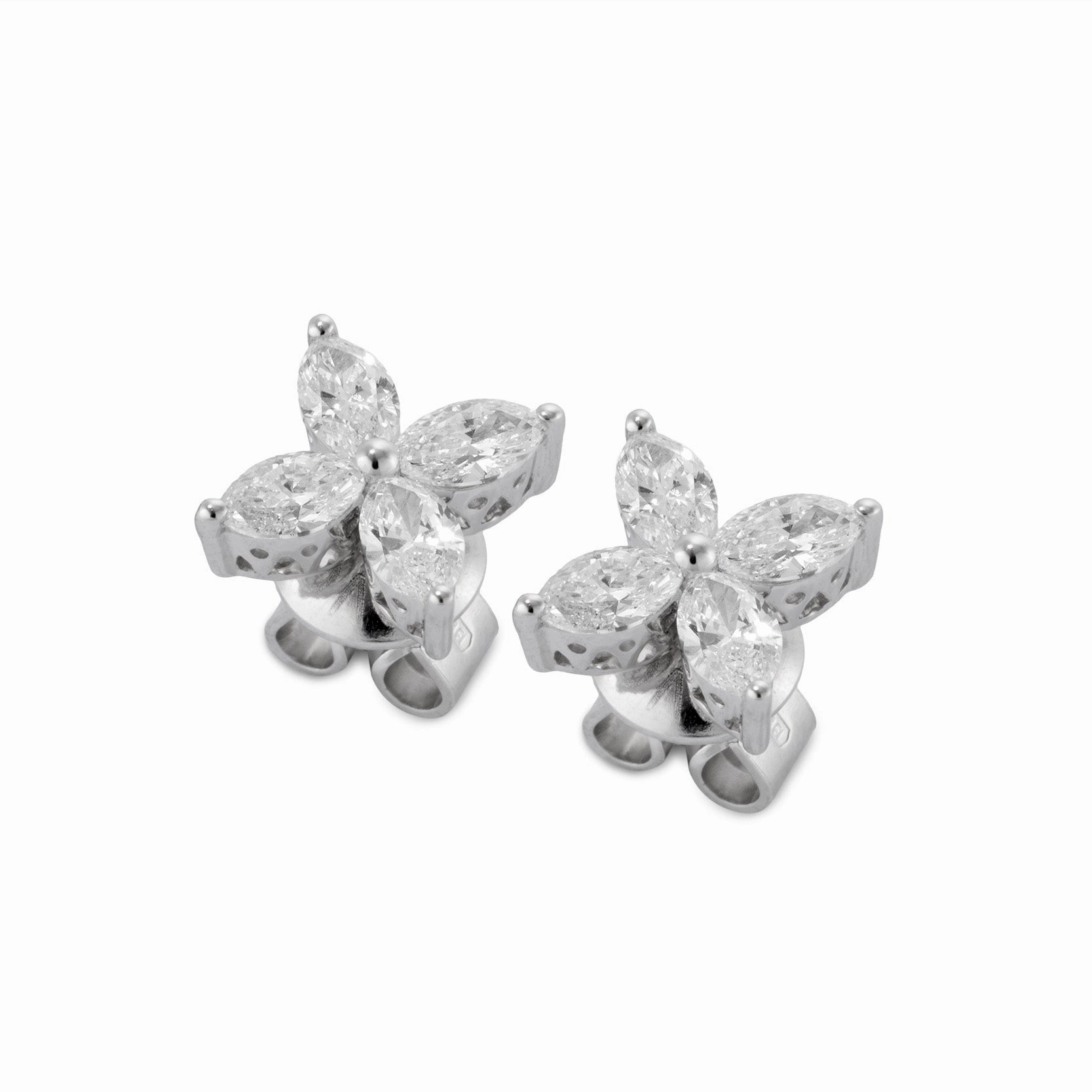 Ponte Vecchio Benvenuto 18ct White Gold 1.07ct Diamond Marquise Flower Earrings