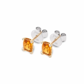 Ponte Vecchio Iris 18ct Yellow Gold Citrine Diamond Stud Earrings