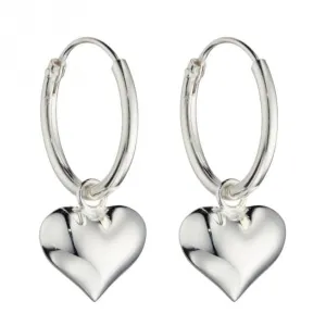 Puffed Heart Charm Assembled Hoop Earrings E6005