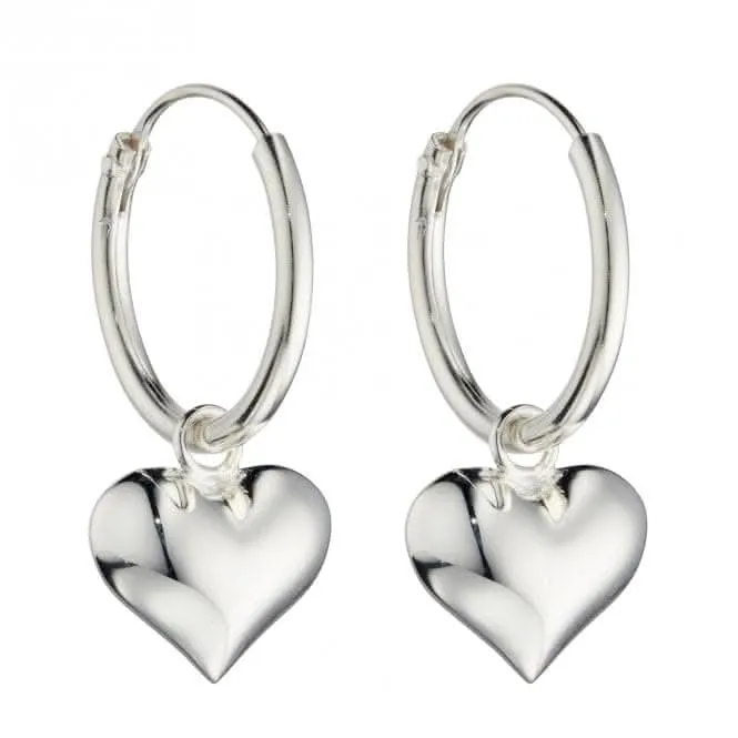 Puffed Heart Charm Assembled Hoop Earrings E6005