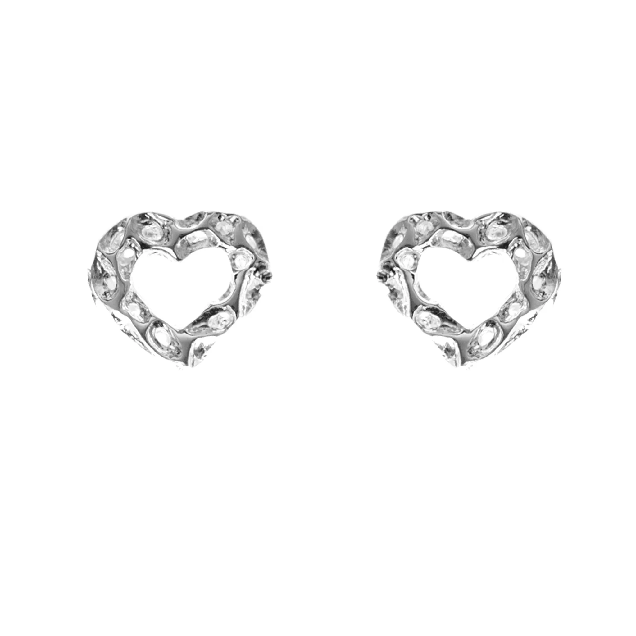 Rachel Galley Amore Sterling Silver Open Heart Stud Earrings