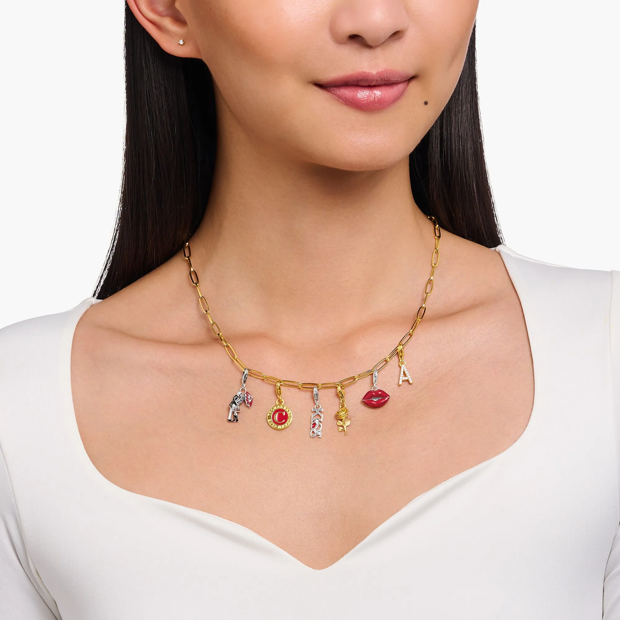 Red Pouting Lips Charm Pendant