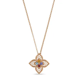 Roberto Coin 18ct Rose Gold 0.5ct Diamond & Mixed Gemstones Venetian Princess Carnival Necklace
