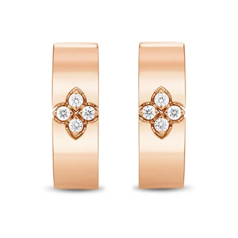 Roberto Coin Love in Verona 18ct Rose Gold Diamond Small Hoop Earrings