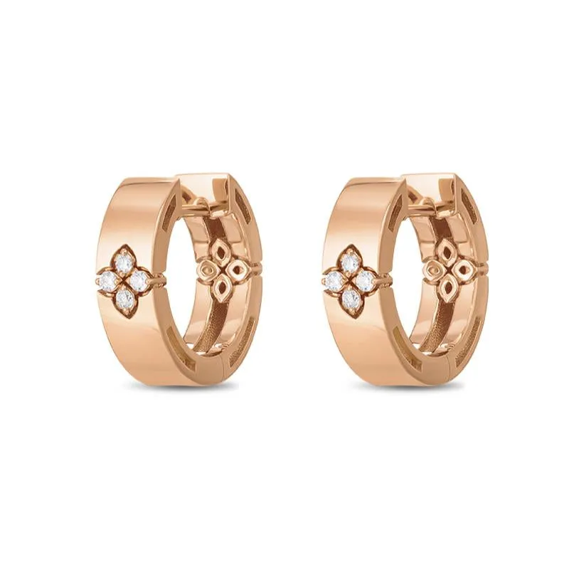 Roberto Coin Love in Verona 18ct Rose Gold Diamond Small Hoop Earrings